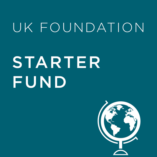 Teal background with 'UK Foundation Basic Fund' text and a globe icon.