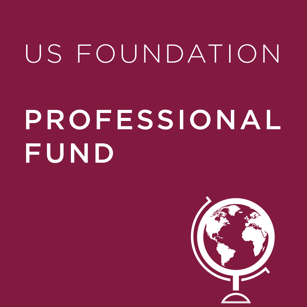 Burgundy background with 'US Foundation Professional Fund' text and a globe icon.