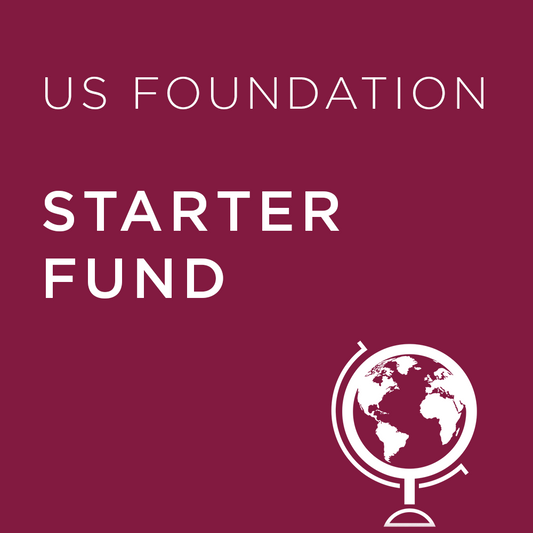 Burgundy background with 'US Foundation Basic Fund' text and a globe icon.
